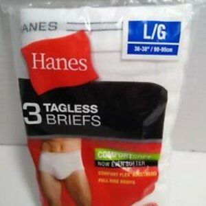 Hanes Mens White Briefs 3 Pack L/G